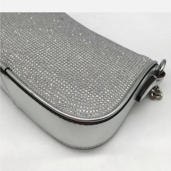 Michael Kors Silver Leather Carmela Small Pouchette Crossbody Bag - Picture 7 of 8